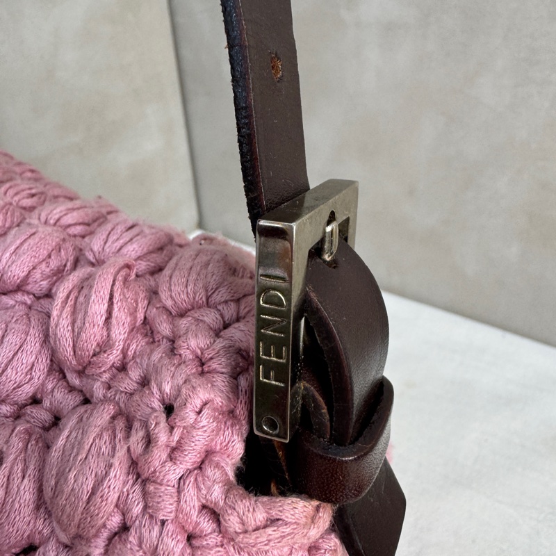 【赫蒂國際精品】 Fendi 粉色勾織 Baguette 肩背包 vintage 二手 中古-12