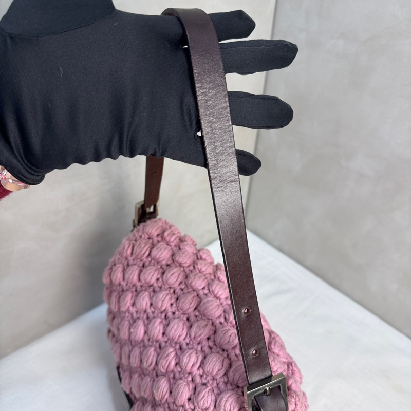 【赫蒂國際精品】 Fendi 粉色勾織 Baguette 肩背包 vintage 二手 中古-13