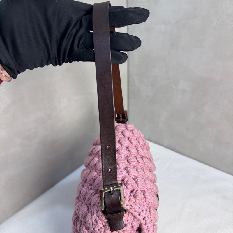 【赫蒂國際精品】 Fendi 粉色勾織 Baguette 肩背包 vintage 二手 中古-14