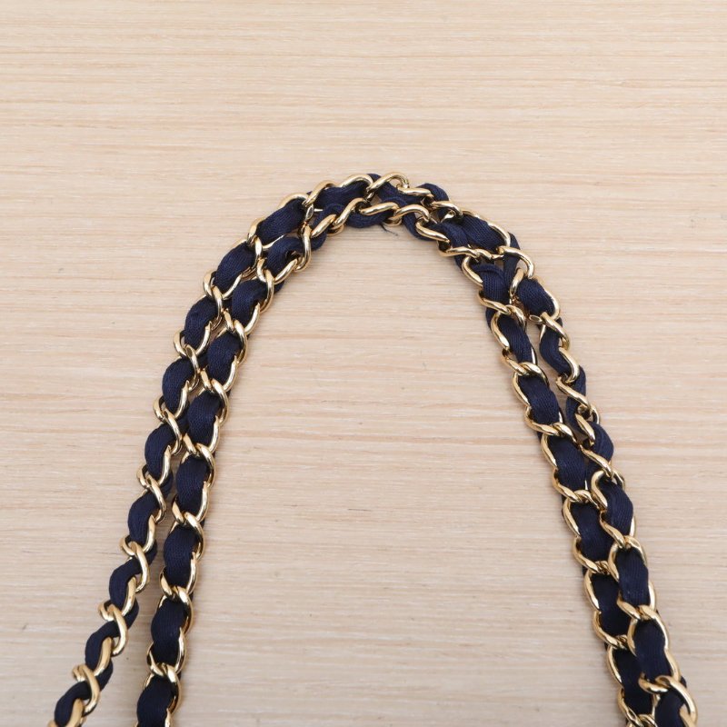 CHANEL 沙灘包帶手柄帆布版大號藍色帆布17開金扣肩背包-2