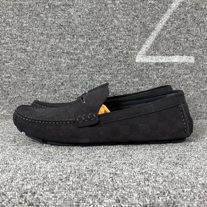 Louis. Vuitton路易威登黑色帆布棋盤格駕車鞋42碼 🧡-0