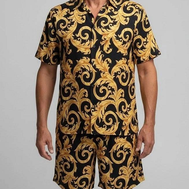💎Han's house精品服飾💎 VERSACE 凡賽斯 頂級黑牌 巴洛克 襯衫 短袖-5