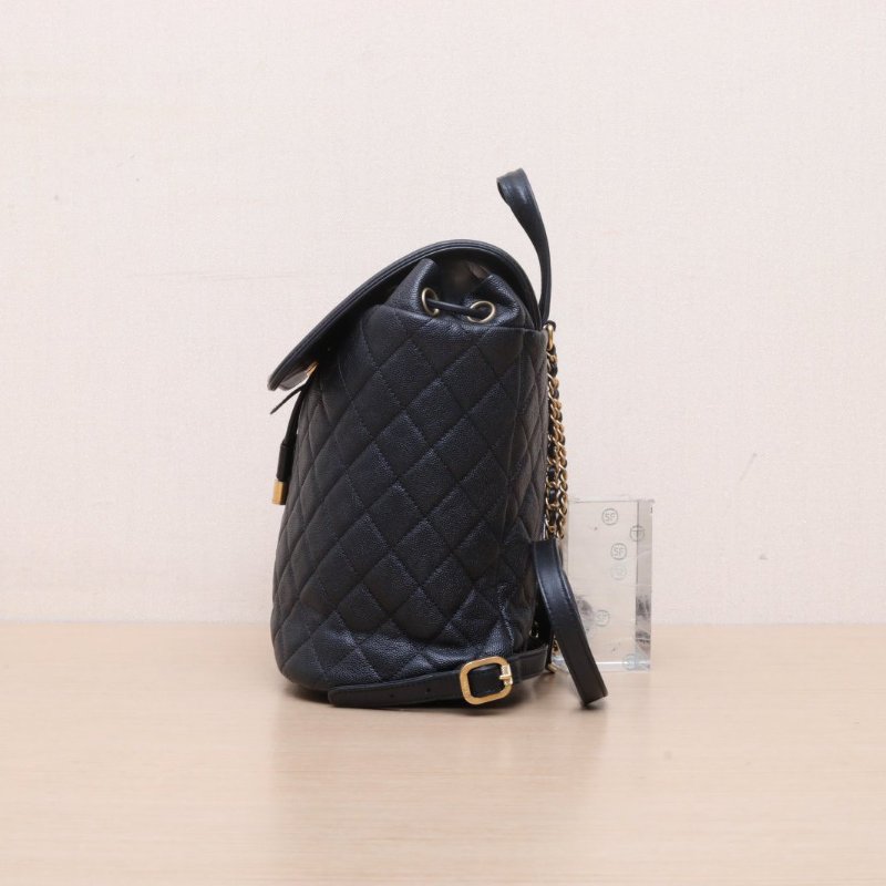 CHANEL VanityCase雙肩包黑色荔枝牛皮25開金扣雙C肩背包-4