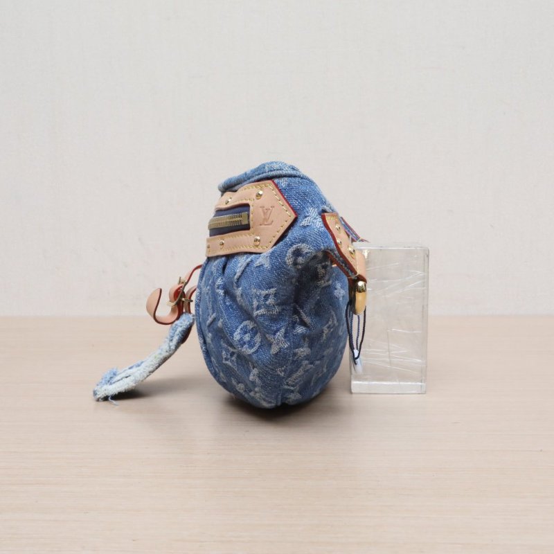 LOUIS VUITTON 牛仔藍帆布晶片Highrise丹寧老花腰包肩背包-4
