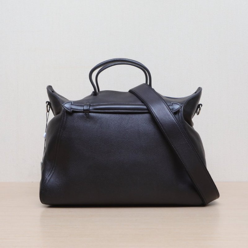 HERMES 89黑色EC皮框R銀扣Oxer35肩背包-1