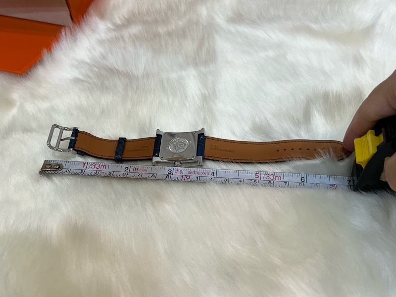 Hermes H hour 稀有級 深藍色鱷魚錶帶 滿H鑽錶-4
