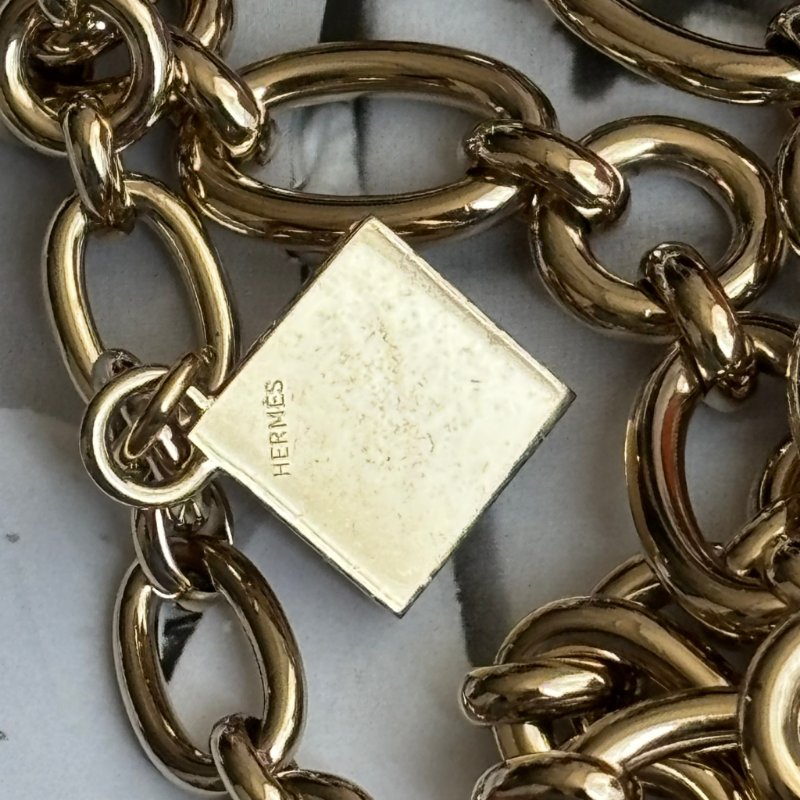 ::HERMES:: 絕版限量 金色腰鍊吊飾 包包豬鼻鎖頭吊墜 腰鍊-7