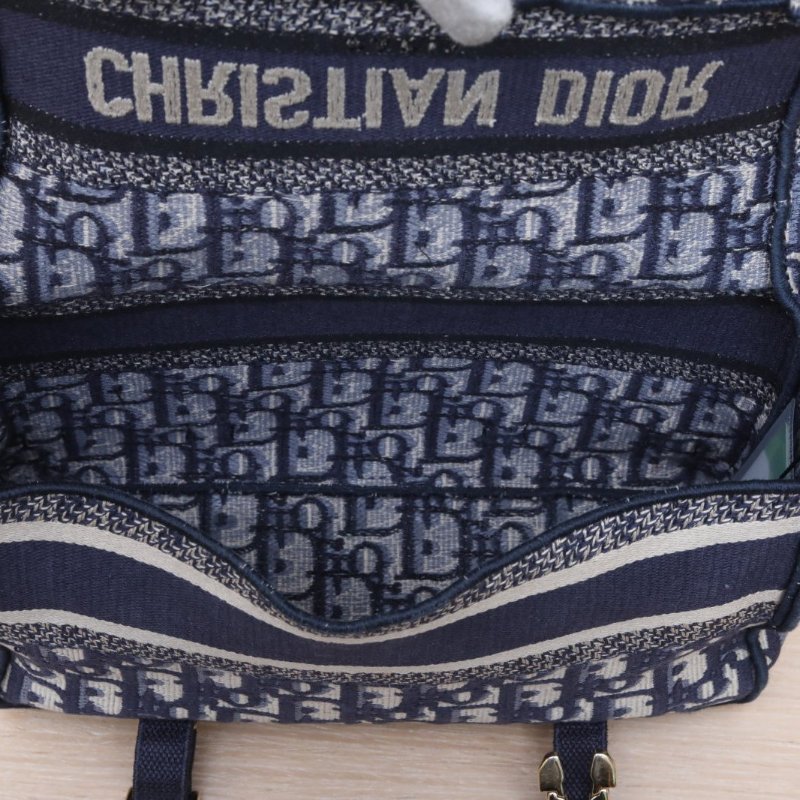 DIOR Diorcamp郵差信使包小號23藍色帆布淺金扣2022肩背包-2