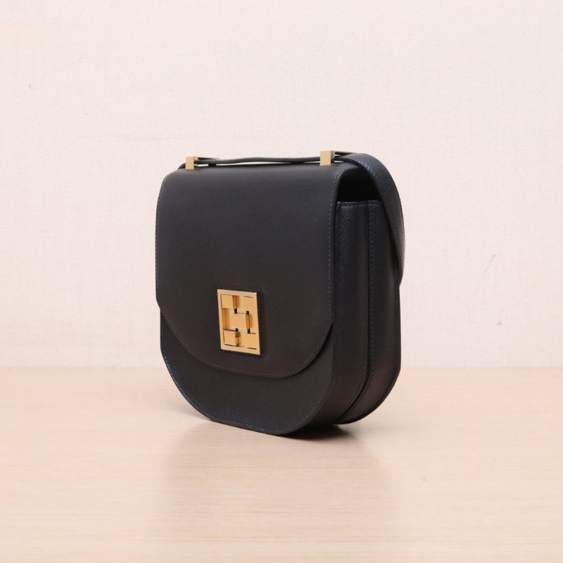 HERMES Mosaique馬賽克大號21黑色Epsom皮Y刻金扣肩背包-4