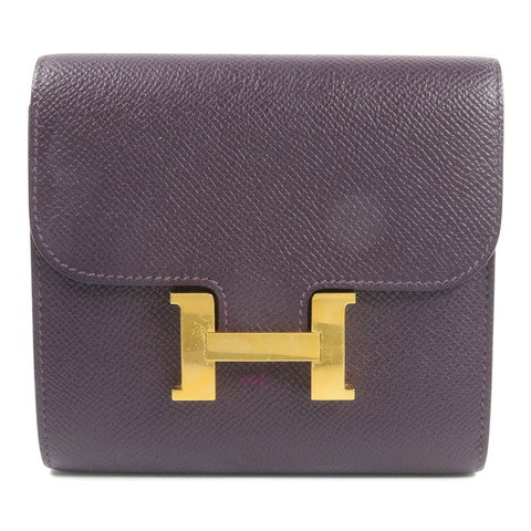HERMES Epsom皮革Constance Wallet錢包Raisin