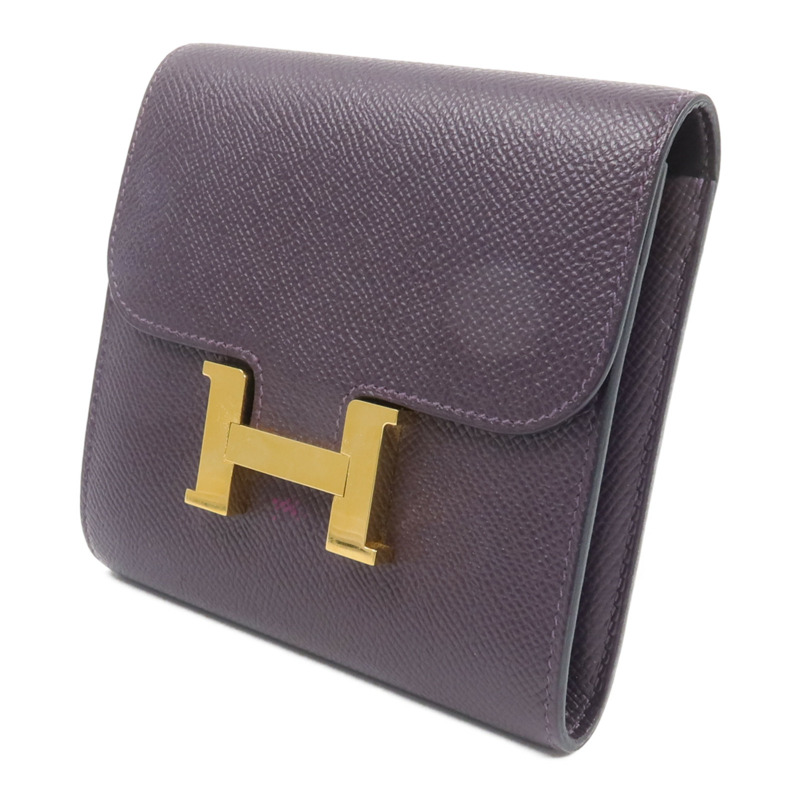 HERMES Epsom皮革Constance Wallet錢包Raisin-1
