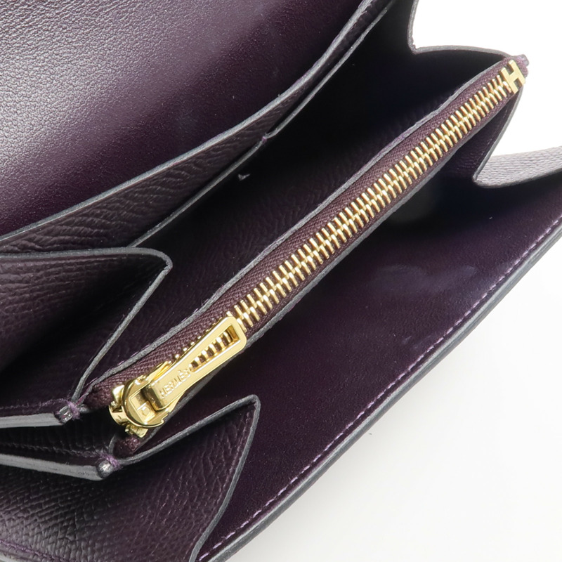 HERMES Epsom皮革Constance Wallet錢包Raisin-6