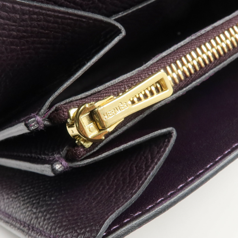 HERMES Epsom皮革Constance Wallet錢包Raisin-9