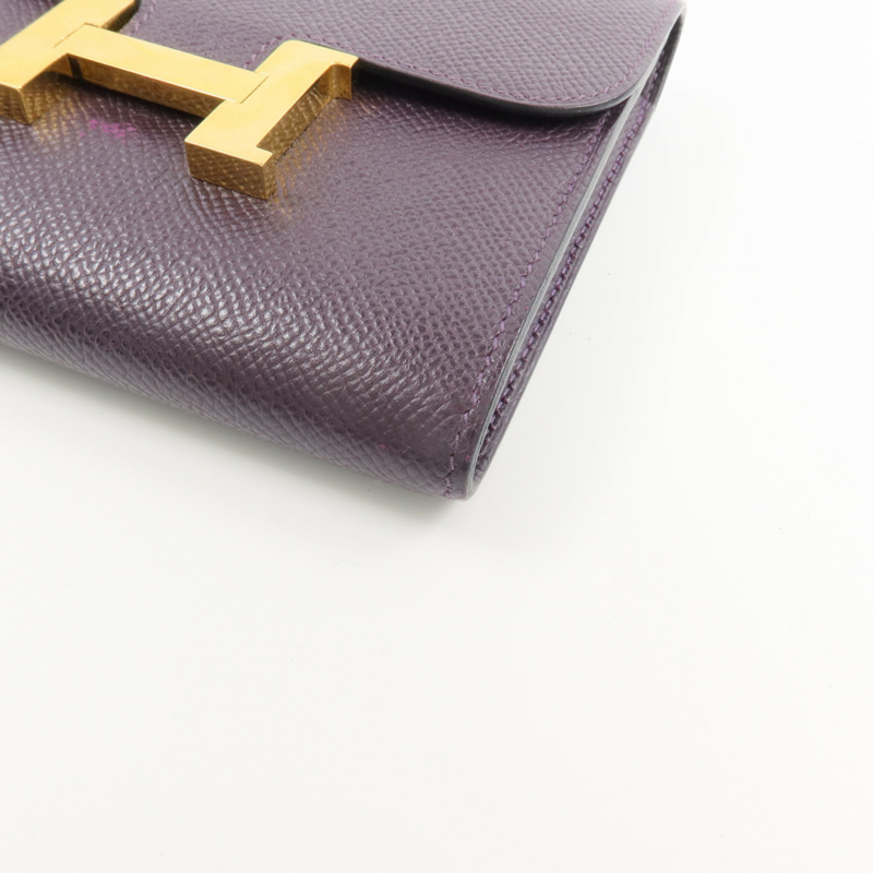 HERMES Epsom皮革Constance Wallet錢包Raisin-10