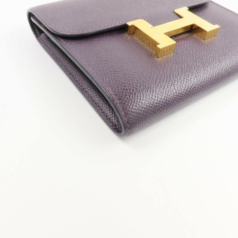 HERMES Epsom皮革Constance Wallet錢包Raisin-11