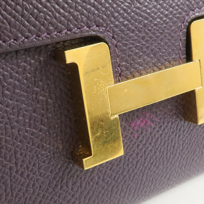 HERMES Epsom皮革Constance Wallet錢包Raisin-16