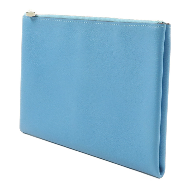 HERMES Evercolor皮革Atout 20 Pouch手拿包Bleu du Nord/Braise-1