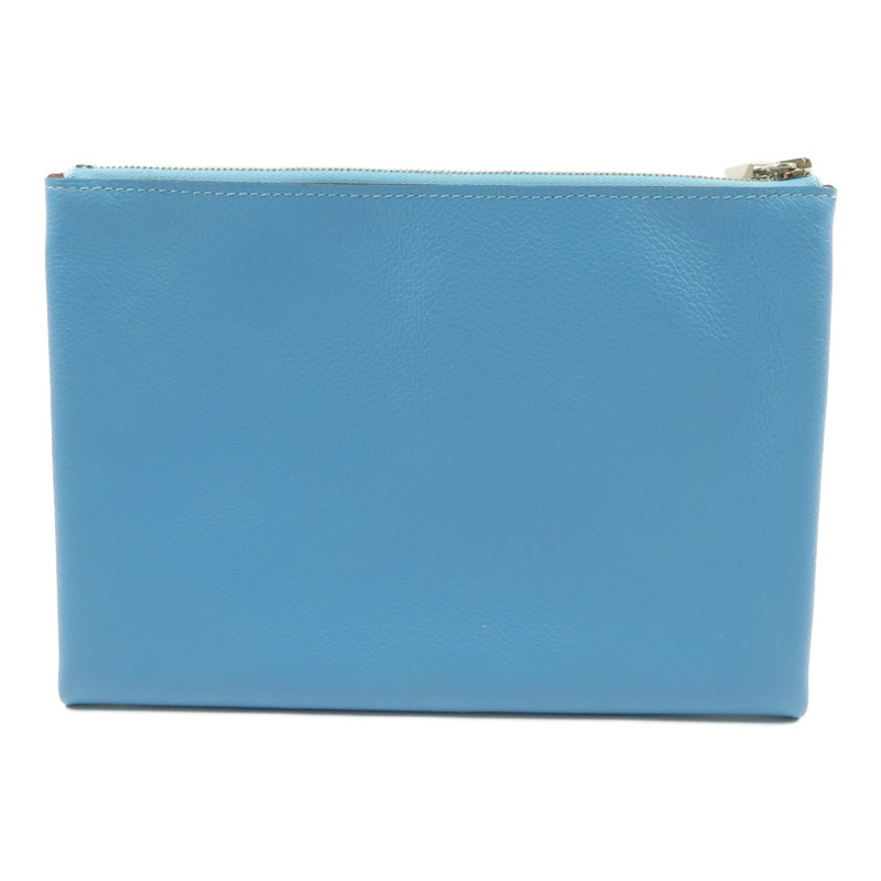 HERMES Evercolor皮革Atout 20 Pouch手拿包Bleu du Nord/Braise-2