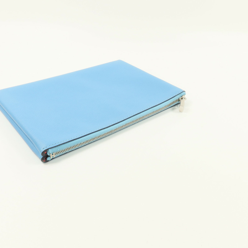 HERMES Evercolor皮革Atout 20 Pouch手拿包Bleu du Nord/Braise-4