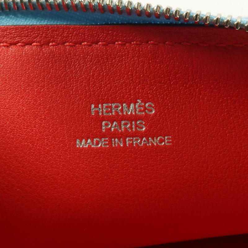 HERMES Evercolor皮革Atout 20 Pouch手拿包Bleu du Nord/Braise-6