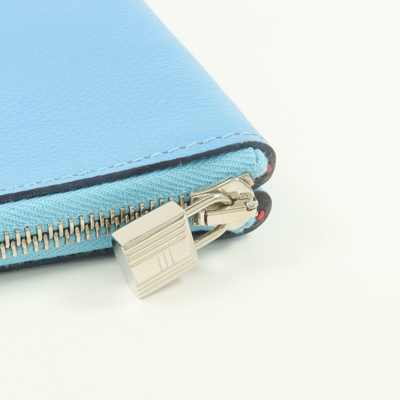 HERMES Evercolor皮革Atout 20 Pouch手拿包Bleu du Nord/Braise-9
