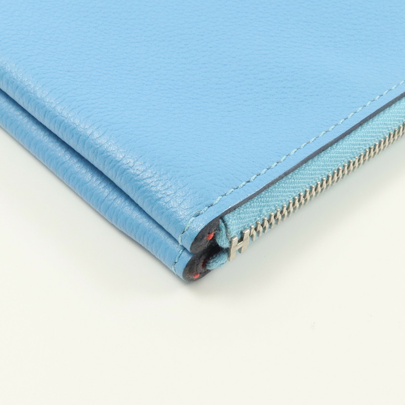 HERMES Evercolor皮革Atout 20 Pouch手拿包Bleu du Nord/Braise-12