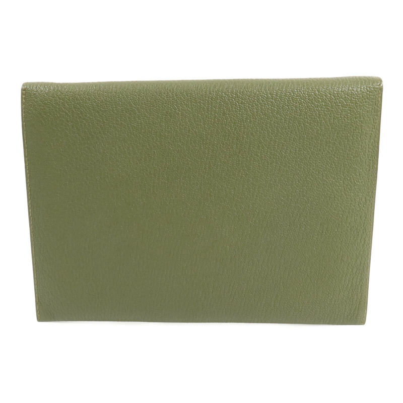 HERMES Chevre皮革Envelope Trio手拿包Vert Olive/Vert Verone/Bleu Azteque-2