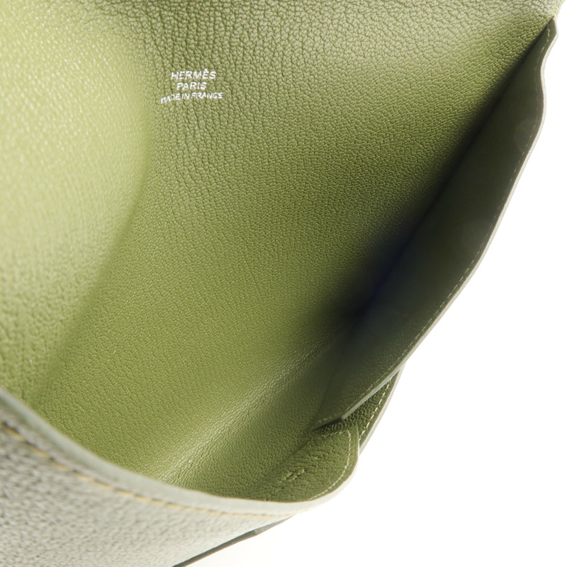 HERMES Chevre皮革Envelope Trio手拿包Vert Olive/Vert Verone/Bleu Azteque-5