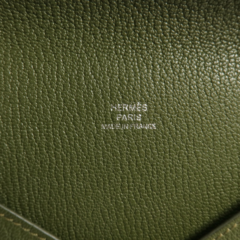 HERMES Chevre皮革Envelope Trio手拿包Vert Olive/Vert Verone/Bleu Azteque-6