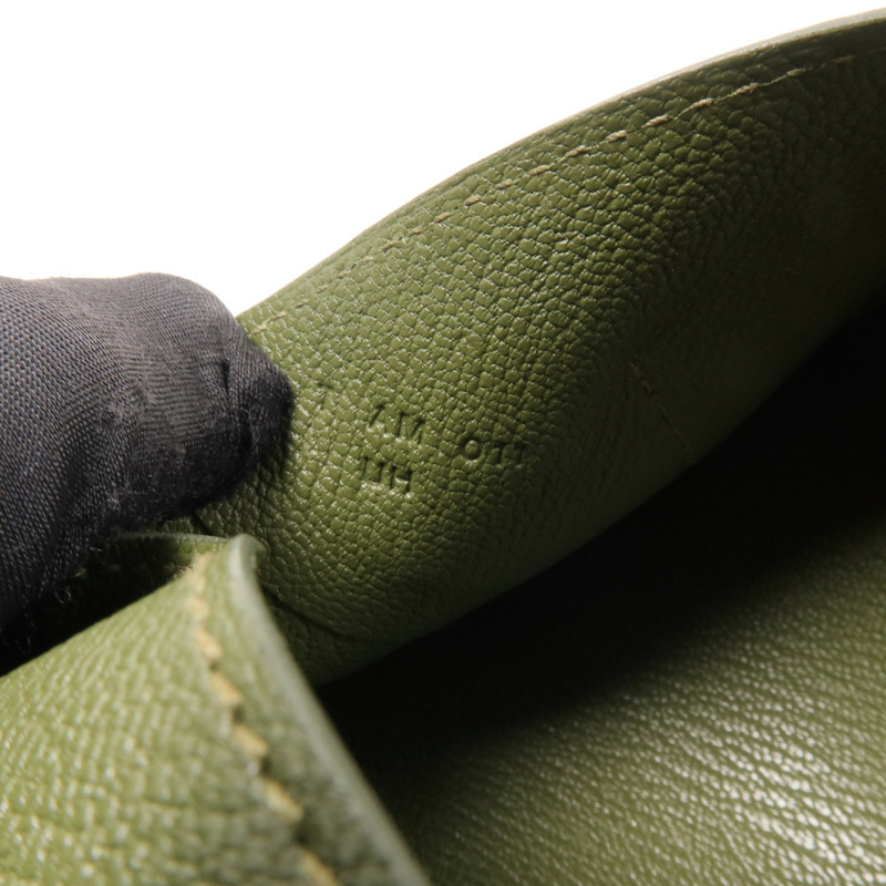 HERMES Chevre皮革Envelope Trio手拿包Vert Olive/Vert Verone/Bleu Azteque-7