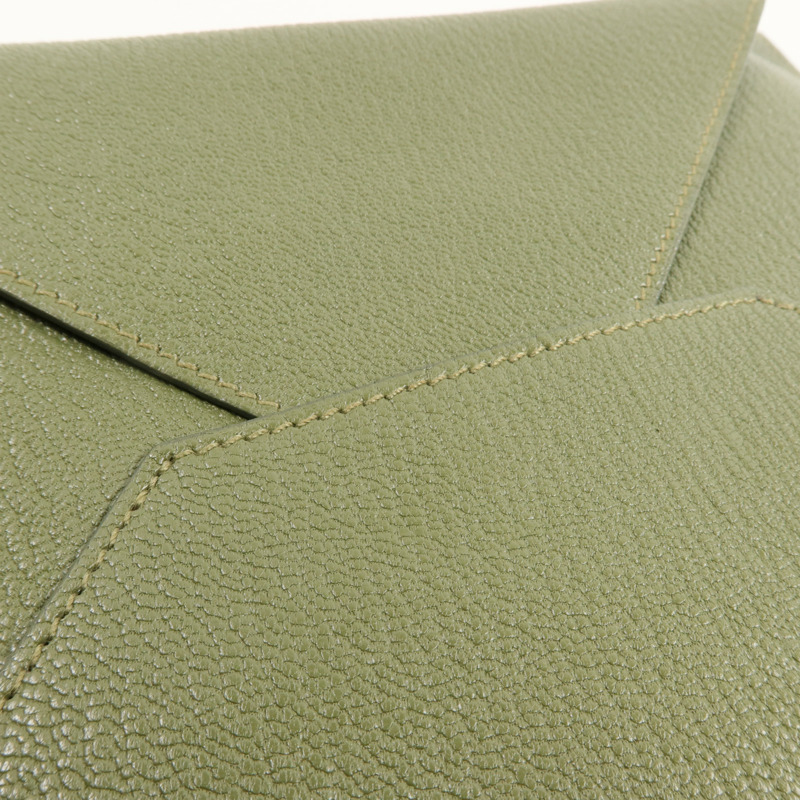 HERMES Chevre皮革Envelope Trio手拿包Vert Olive/Vert Verone/Bleu Azteque-8