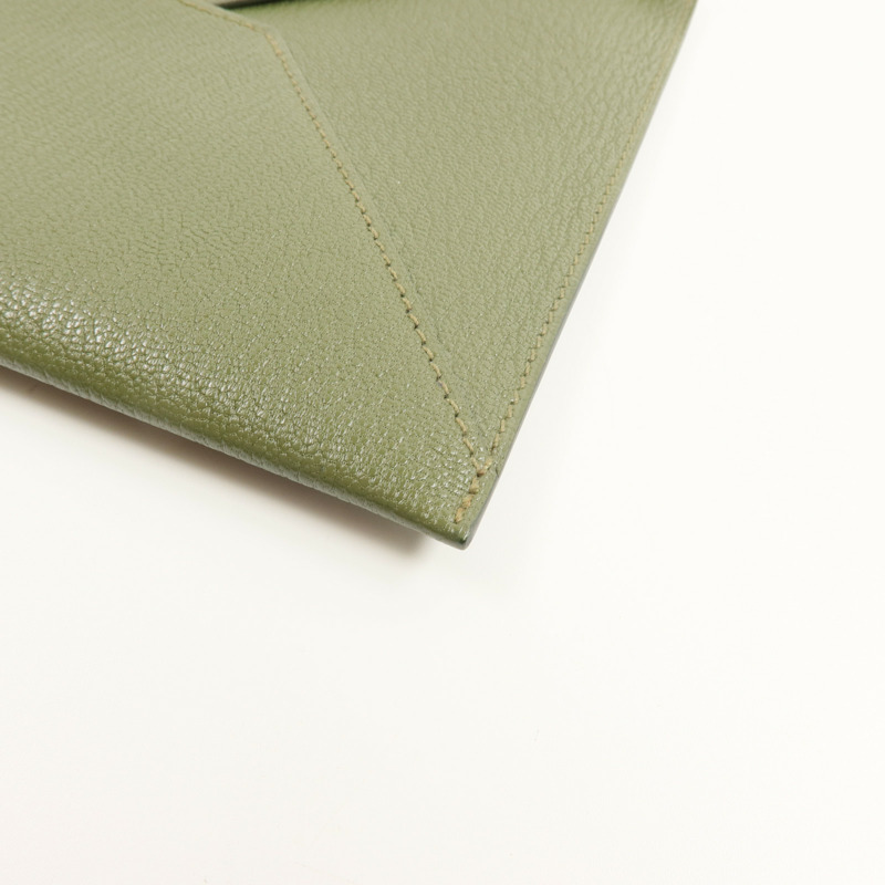 HERMES Chevre皮革Envelope Trio手拿包Vert Olive/Vert Verone/Bleu Azteque-10