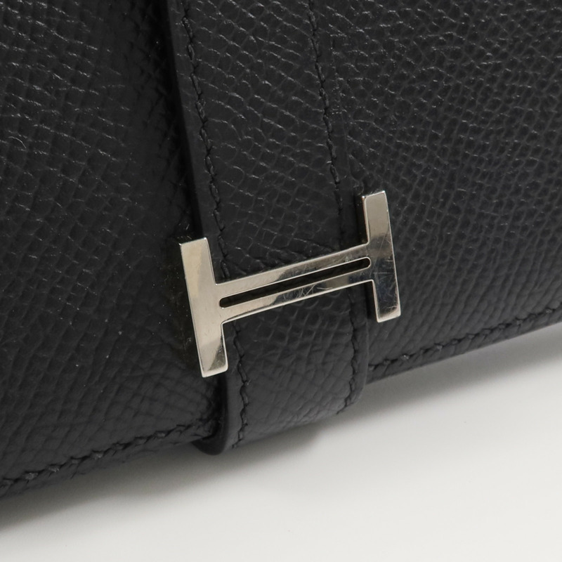 HERMES Epsom皮革Bearn Long Wallet長錢包Noir-10