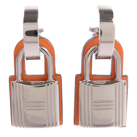 HERMES 金屬/Swift皮革O'Kelly Earrings耳環Orange