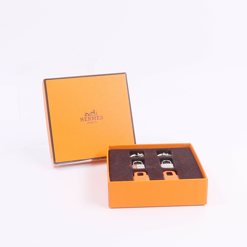 HERMES 金屬/Swift皮革O'Kelly Earrings耳環Orange-7