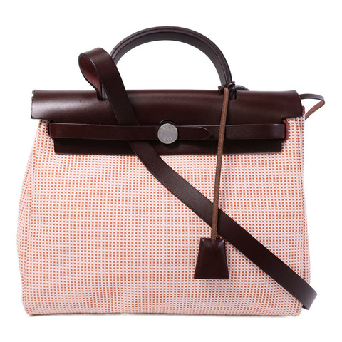 HERMES 帆布Herbag 31手挽肩背兩用袋Rouge Sellier