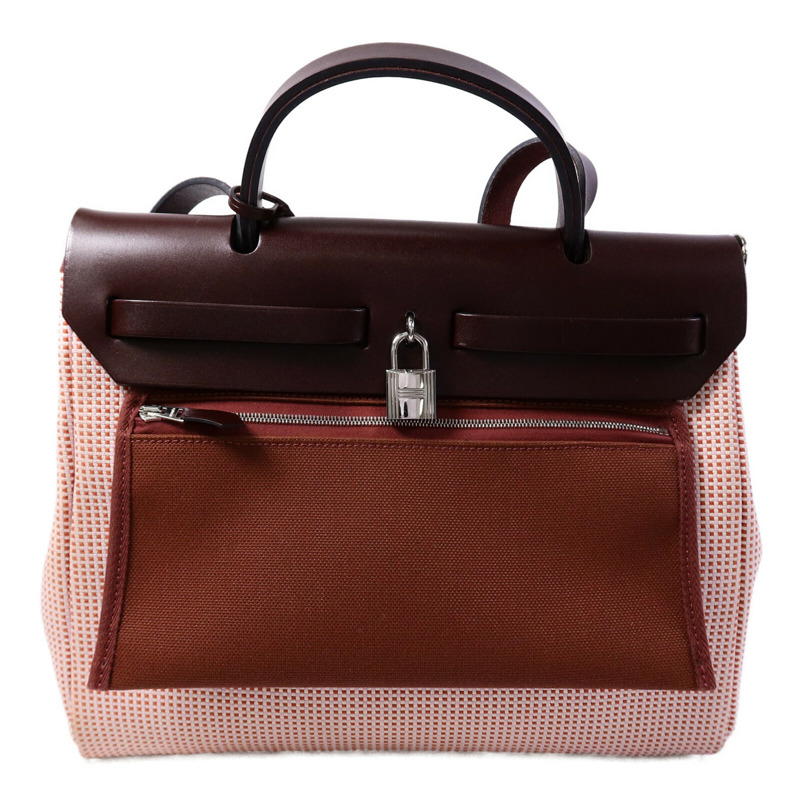 HERMES 帆布Herbag 31手挽肩背兩用袋Rouge Sellier-1