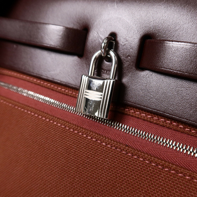 HERMES 帆布Herbag 31手挽肩背兩用袋Rouge Sellier-6