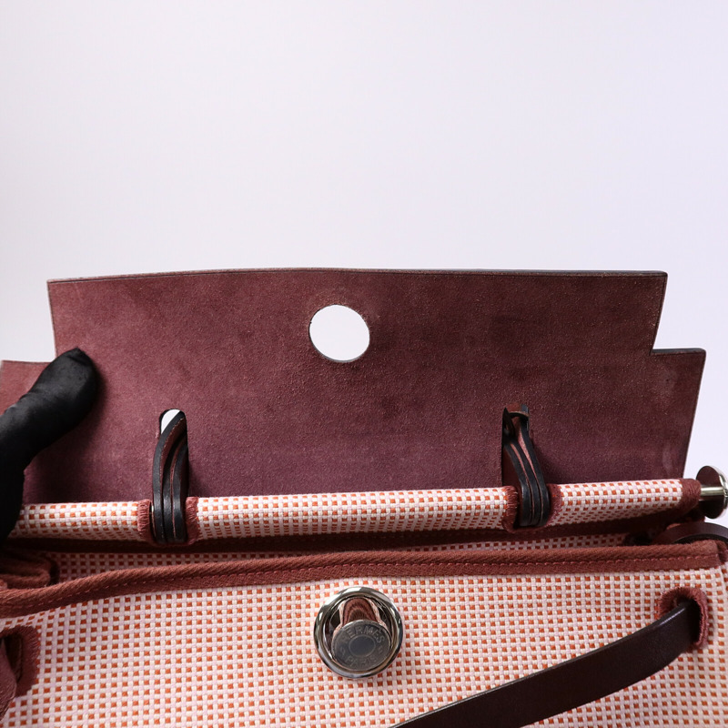 HERMES 帆布Herbag 31手挽肩背兩用袋Rouge Sellier-15