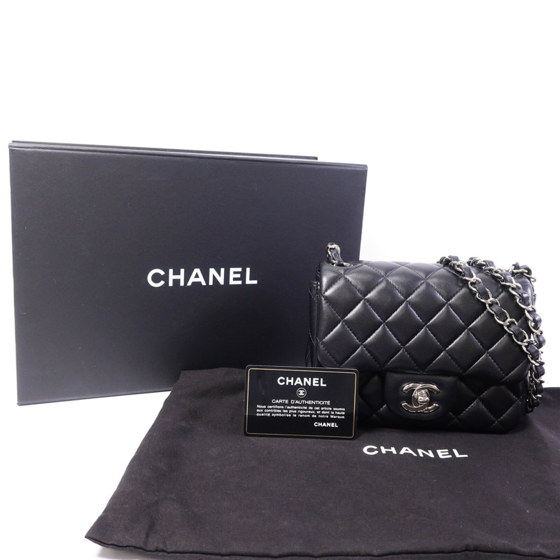 CHANEL 羊皮皮革Mini Classic 17鏈帶肩背袋-9