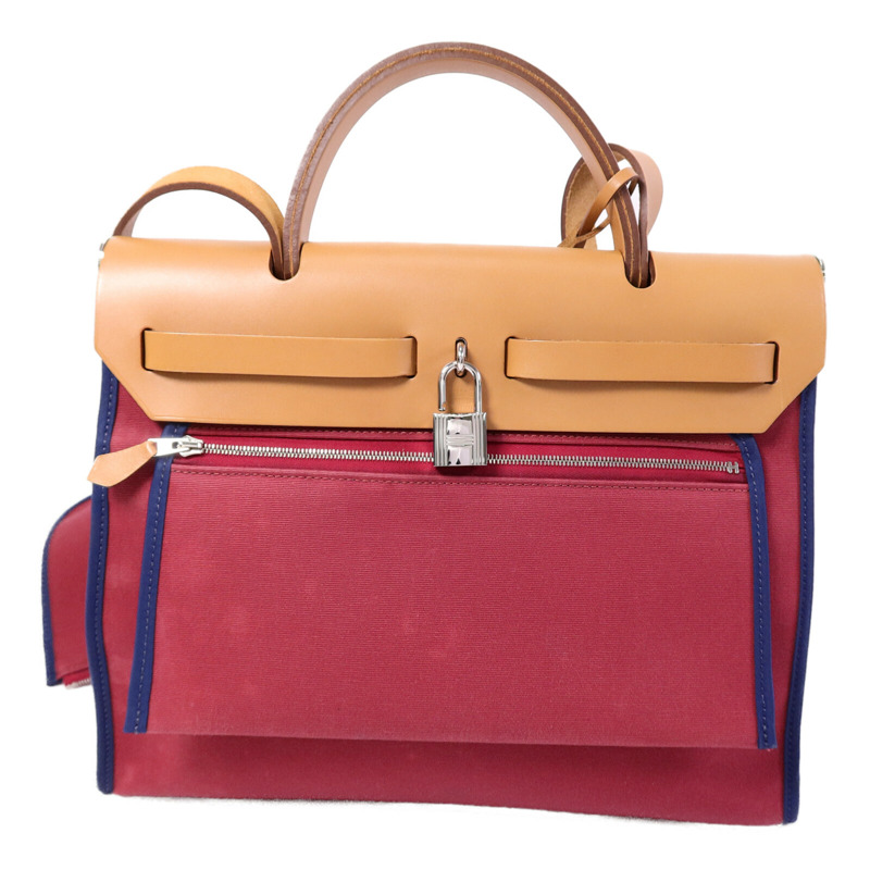 HERMES 帆布Herbag PM手挽肩背兩用袋Rubis/Bleu Saphir-1