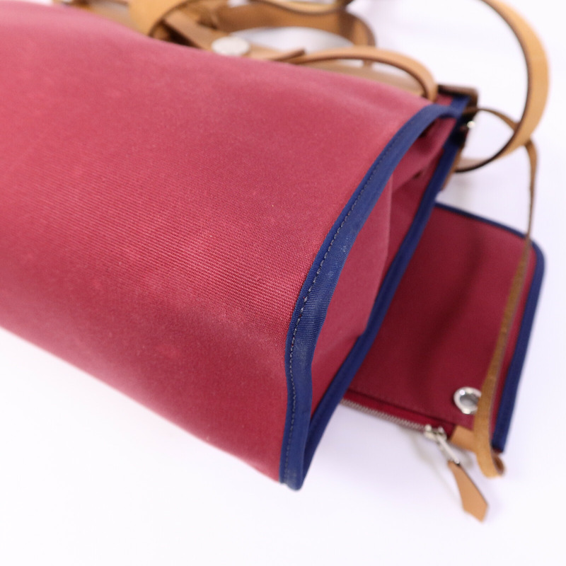 HERMES 帆布Herbag PM手挽肩背兩用袋Rubis/Bleu Saphir-7