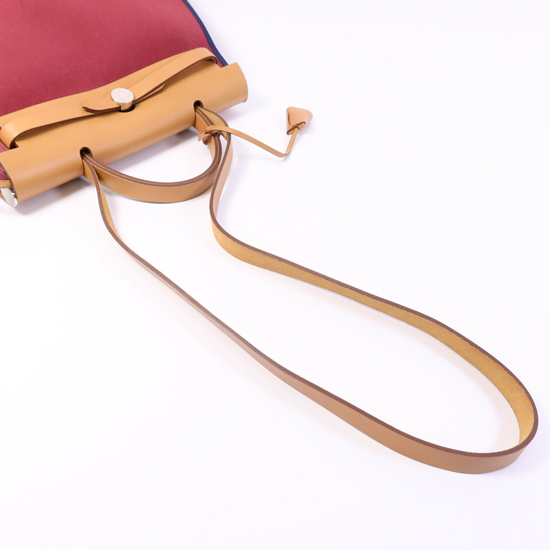 HERMES 帆布Herbag PM手挽肩背兩用袋Rubis/Bleu Saphir-11