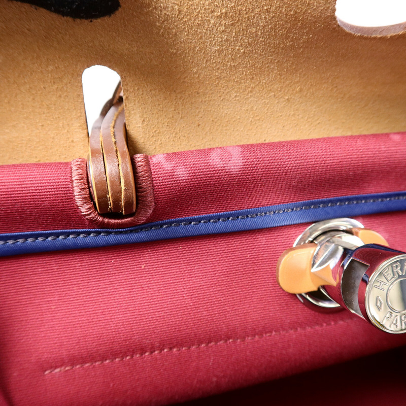 HERMES 帆布Herbag PM手挽肩背兩用袋Rubis/Bleu Saphir-13