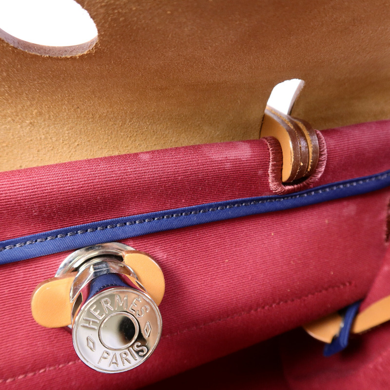 HERMES 帆布Herbag PM手挽肩背兩用袋Rubis/Bleu Saphir-14