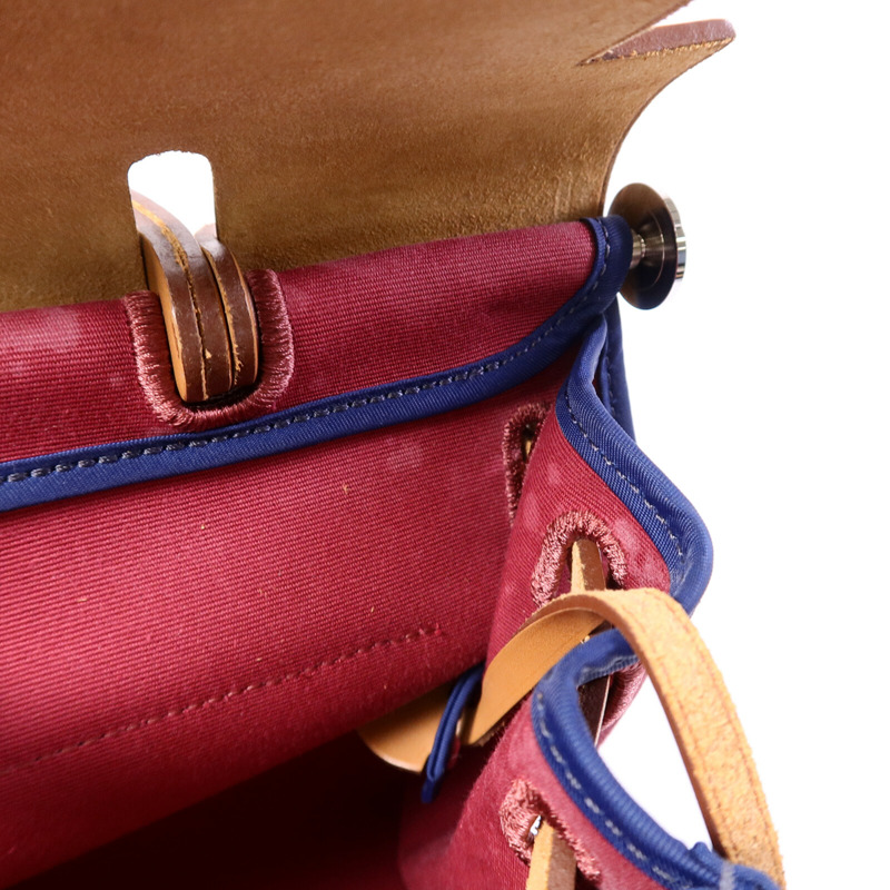 HERMES 帆布Herbag PM手挽肩背兩用袋Rubis/Bleu Saphir-15