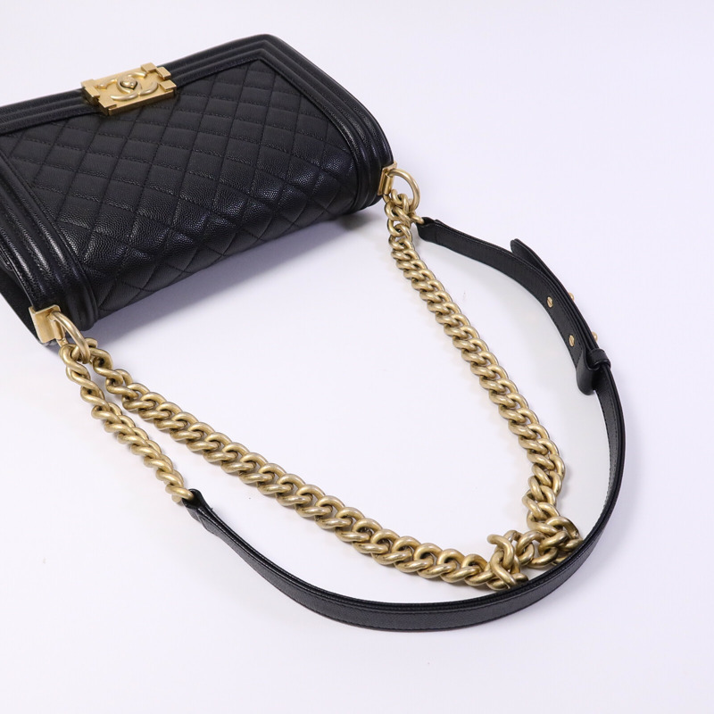 CHANEL 牛皮皮革Boy 25鏈帶肩背袋-8