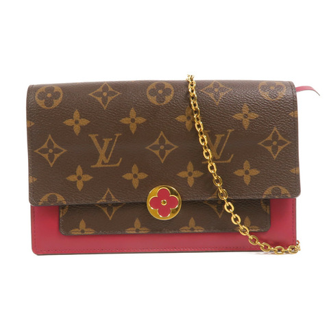 LOUIS VUITTON Monogram Portefeuille Flore金扣鏈帶肩背袋