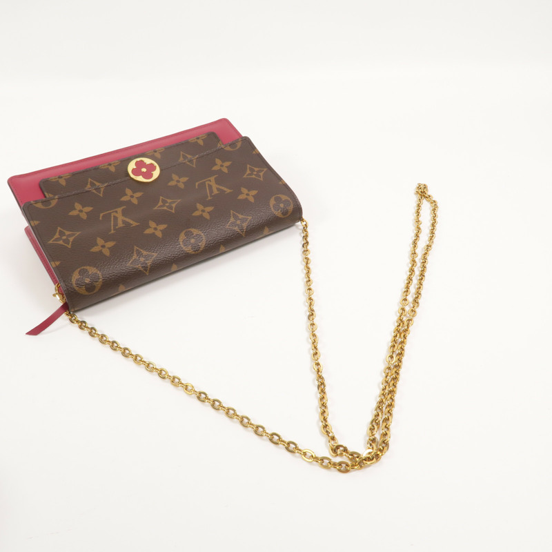 LOUIS VUITTON Monogram Portefeuille Flore金扣鏈帶肩背袋-6