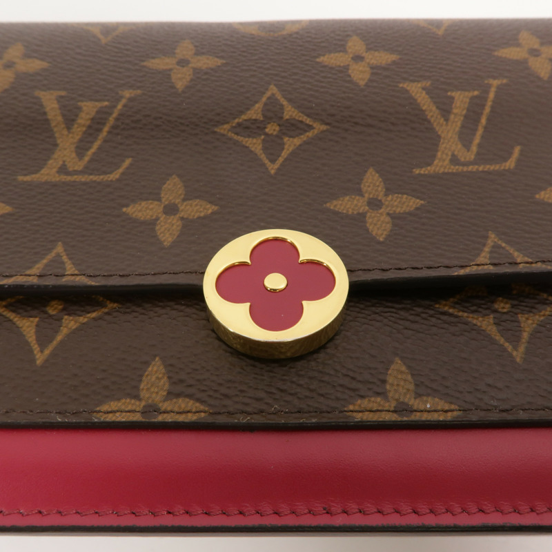 LOUIS VUITTON Monogram Portefeuille Flore金扣鏈帶肩背袋-7